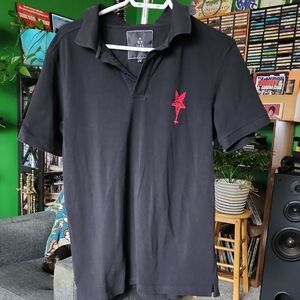 Actual Pain Polo Shirt w/ Baphomet Embroidery XL - Goth Streetweae